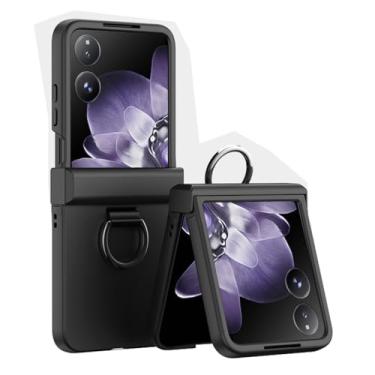 Imagem de FWYANZH Capa para Xiaomi Mix Flip 2, protetor de tela embutido, capa anti-queda com dobradiça tudo incluso com anel de dedo de metal, preta, flip 2
