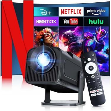 Imagem de Salange [Licenciado Pela Netflix 2025] Projetor 4K Com Wi-Fi Bluetooth, Android 13 Smart W Integrado, Netflix/Youtube/Primevideo/D+, Keystone Automático, Mini Portátil Nativo 1080P Para Filmes Ao Ar