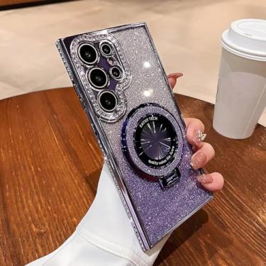 Imagem de YOGISU Capa com suporte brilhante e revestimento para Samsung S23UltraLuxury (para Samsung S23Ultra/Roxo)