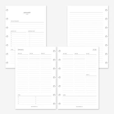 Imagem de MAY PAPER CO. 2026 Mini Happy Planner Week on Two Pages Weekly Planner Insert Agenda Refil para 7-Discs Mini HP Notebook 4,6 x 7 (forrado verticalmente)