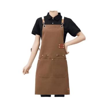 Imagem de Avental De Cozinha Feminino À Prova D'água Com Bolsos Para Grelha Salã