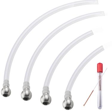 Imagem de Agamino 4 Palhinhas de canhão de espuma transparente com 4 peças de bolas de filtro ponderadas de aço inoxidável, kit de tubos de imersão de substituição de 34,8 cm e 15 cm para a maioria das lanças