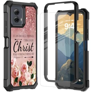 Imagem de RYUITHDJP Capa para celular Motorola Moto G Stylus 5G 2024 com protetor de tela de vidro temperado, capa de proteção de cantos à prova de choque de camada dupla para Motorola Moto G Stylus 5G 2024