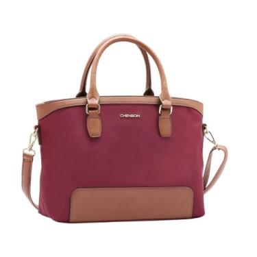 Imagem de Bolsa Feminina Microfibra De Mão Com Alça Transversal Chenson, Vinho