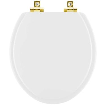 Imagem de Assento Sanitário Com Fechamento Lento Buzios Branco Para Vaso Hervy Com Ferragem Dourada