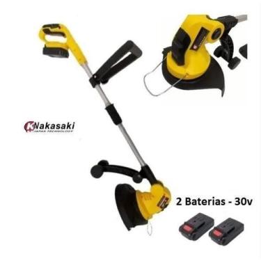 Imagem de Roçadeira A Bateria 32V Cortador Aparador Grama 2 Baterias - Nakasaki