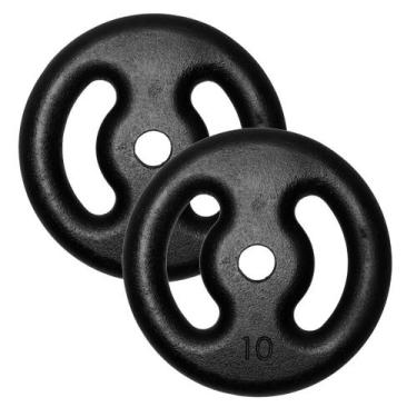 Imagem de Kit 2 Anilha 10Kg Fitness Ferro Pintada Academia Treino 20Kg - Fundgar