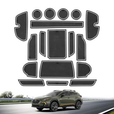 Imagem de Forro de console central de 18 peças para Subaru Crosstrek 2025 2024 inserções de suportes de copo para porta crosstrek 2025 tapetes antipoeira acessórios interiores (branco)