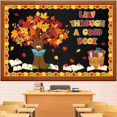 Imagem de Conjunto de quadros de avisos Kepeel Fall Reading Autumn Thanksgiving