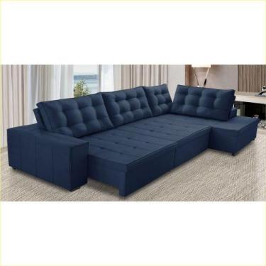 Imagem de Sofá de Canto Retrátil e Reclinável com Molas 3,00x2,00 Julia Suede Az