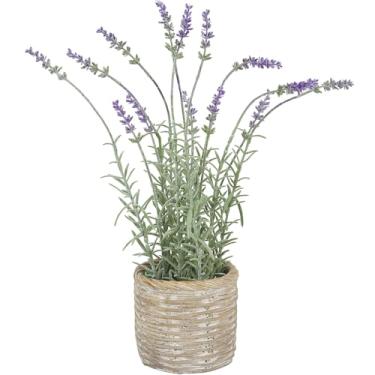Imagem de Coferset Pequena planta falsa de lavanda, flores artificiais de lavanda de 28,4 cm em vasos, planta decorativa para banheiro, cozinha, quarto, fazenda, prateleiras, mesa, escritório, decoração