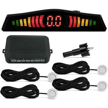 Imagem de Sensor Estacionamento Ré Com Display Preto Prata Branco