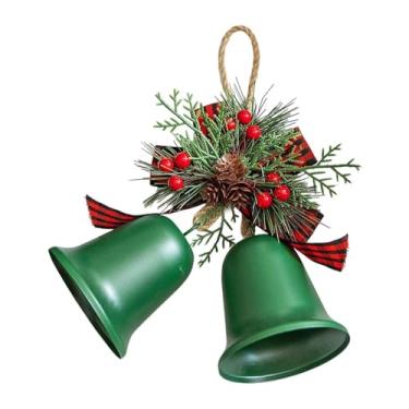 Imagem de rockible Decoração de sinos de Natal, decoração de Natal, sinos de ferro, rústica de Natal, pingente para centro de mesa, lembrancinhas de festa, feriado, Verde Sólido