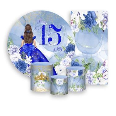 Imagem de Kit Painel De Festa + Trio Capa Cilindro + Faixa Veste Fácil - 15 Anos
