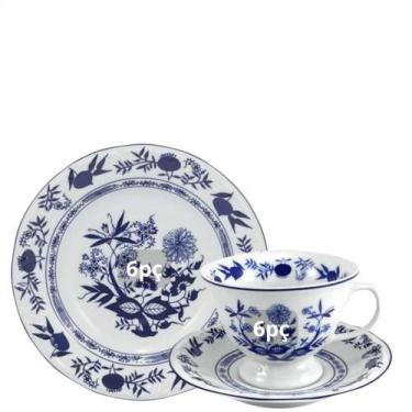 Imagem de Xícara para Chá e Prato Sobremesa 12pç Cebolinha Porcelana Schmidt
