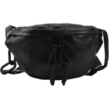 Imagem de Bolsa De Cintura De Couro Macio Para Senhoras Fanny Pack Bolsa De Ombro Cinto Bolsas De Peito Crossbody, Black