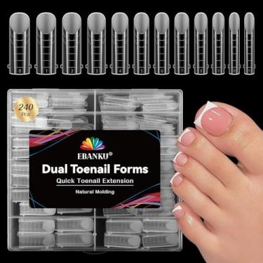 Imagem de EBANKU Formas de unhas de gel de poliéster para dedos dos pés, 240 peças, formas duplas quadradas longas para extensão de unhas Pedi em gel de poli molde reutilizável para pontas de unha, 12 tamanhos