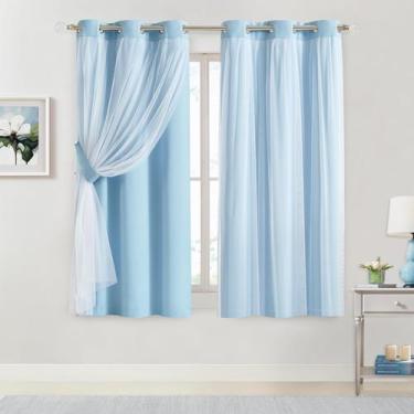Imagem de Cortinas Bujasso Sky Blue 80% Blackout com sobreposição transparente 1