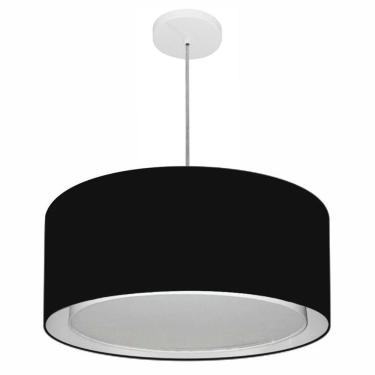 Imagem de Lustre Pendente Cilíndrico Duplo Vivare Md-4294 Cúpula Em Tecido 50x25cm - Bivolt Preto...