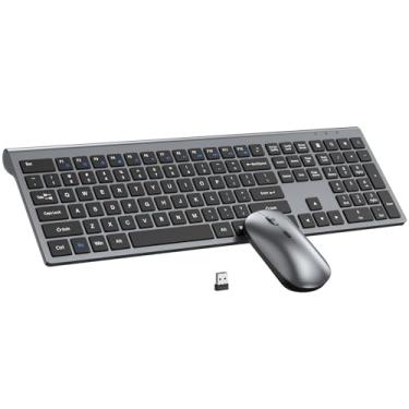 Imagem de EDJO Combo de teclado e mouse sem fio, teclado e mouse ergonômicos silenciosos de tamanho completo, mouse óptico, conjunto de mouses sem fio sem atraso de 2,4 G para computador, Mac, laptop, PC