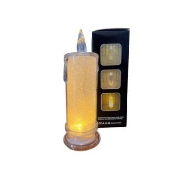 Imagem de Vela artificial brilhosa luminosa 17cm Decoração natal natalina mesa posta pilha