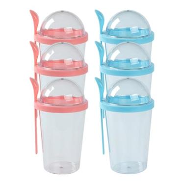 Imagem de Baoblaze Copo de iogurte para salada com 6 peças, com colher, recipiente portátil para lanches, recipiente para salada, pote para preparação de refeições, copo