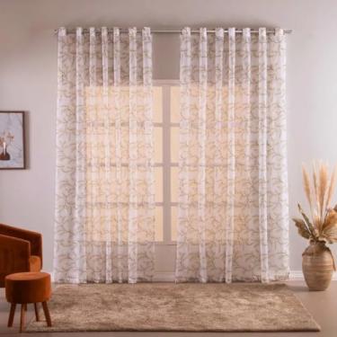 Imagem de Cortina Para Sala ou Quarto 3,00m x 2,70m Voil Estampado Varão Simples Versatte