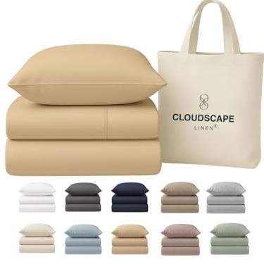 Imagem de Lençóis de solteiro 100% algodão egípcio, conjunto de cama de luxo com 3 peças, algodão egípcio de 400 fios, qualidade hoteleira, macio, sedoso, respirável e durável, bolsos profundos até 15, linho