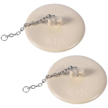 Imagem de YBEATY 2 peças rolhas de drenagem de borracha bujões de pia de banheiro com corrente de contas de aço inoxidável adequado para pia de cozinha de 3,8 cm a 5 cm tampa de drenagem de banheira de banheiro