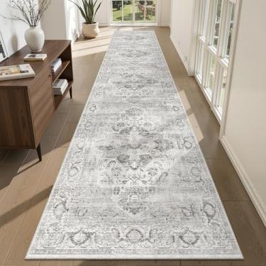 Imagem de xilixili Tapete de corredor lavável de 6 x 30 cm - Antiderrapante Longo Vintage Corredor Tapete para Cozinha Resistente a Manchas Tapete Impermeável para Sala de Estar Entrada Quarto Lavanderia Marfim