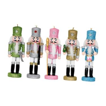 Imagem de Vaveren 5x Enfeites de Natal Quebra-Nozes Pendurados Brinquedos de Fantoche Arte de Madeira Decoração de Natal Estatuetas para Lareira de Fazenda Hotel