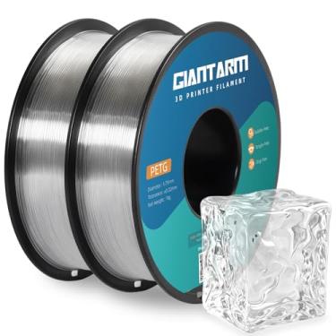 Imagem de Filamento GAINTARM PETG, 2 peças de filamento transparente para impressora 3D PETG 1,75 mm, 1 kg, resistência aprimorada, precisão dimensional +/-0,02 mm, embalagem a vácuo, transparente