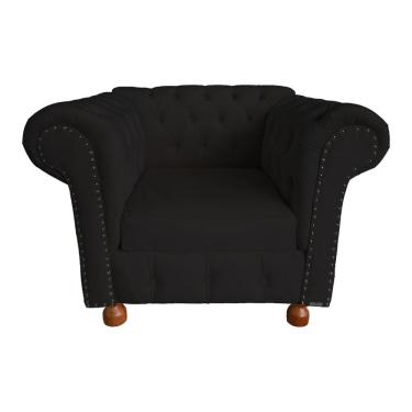 Imagem de Poltrona Chesterfield Capitone Luis XV Suede Preto /  Decoracao , Sala estar, tv, recepção, barbearia