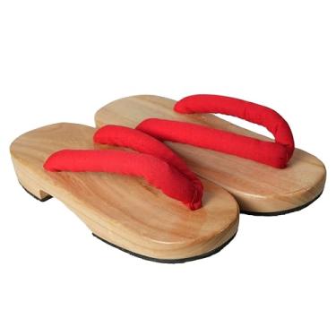 Imagem de Sandálias de fio dental de madeira, tamancos de madeira, sandálias tradicionais japonesas, Vermelho, 4.5 Women/4 Men