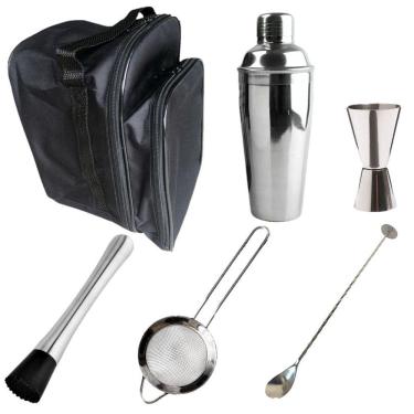 Imagem de Kit Barman Com Bolsa Colher Bailarina Coqueteleira 6Pçs C6