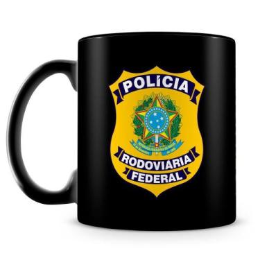 Imagem de Caneca de Porcelana Polícia Rodoviária Federal 100% Preta com Nome Per