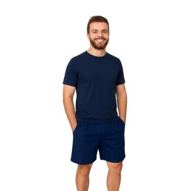 Imagem de Bermuda Tactel Masculina 3 Bolsos Plus Size - Repelique, Azul marinho,