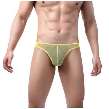 Imagem de Roupa interior sexy masculina cueca de malha respirável cintura média 