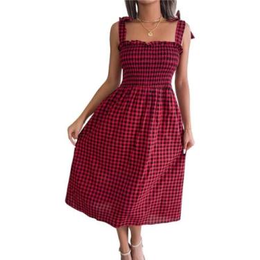 Imagem de Vestido feminino casual com decote em V, solto, manga curta - Yongkang