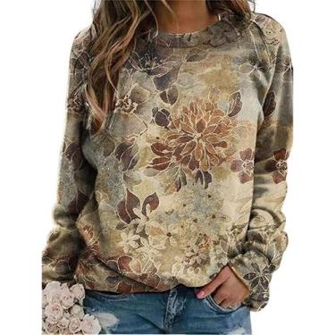Imagem de Moletom feminino Fronage com estampa floral de paisagem marrom tamanho