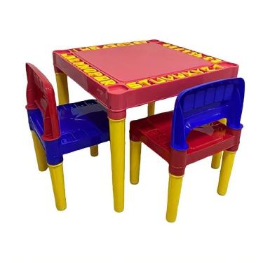 Imagem de Mesa Educativa Infantil Mesinha Didática 2 Cadeiras - Azul