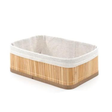 Imagem de Cesto Organizador De Bambu Dobrável Multiuso Com Forro Menor - Mimo St