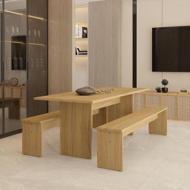 Imagem de Mesa de Jantar 200x80x74cm 25mm C/02 Bancos Essence - Metalig