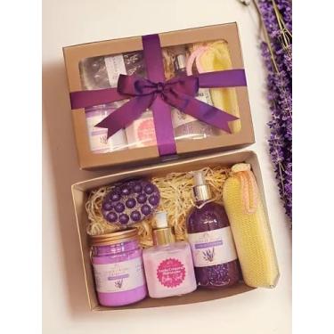Imagem de Kit SPA Relaxante Luxo, 6 Peças, Sais de Banho, Geleia de Banho, Loção Hidratante, Sabonete Massageador, Bucha, Aroma Floral