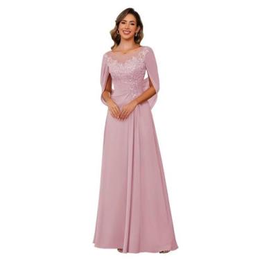 Imagem de Vestido RUMUGUYA Mãe da Noiva Mauve Chiffon A Line