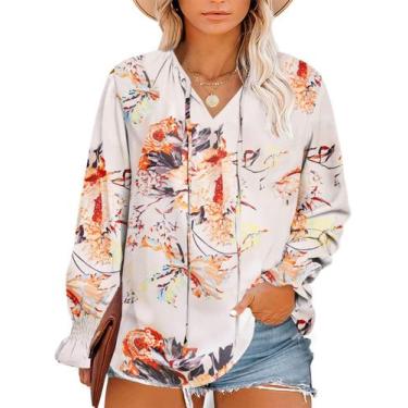 Imagem de Blusa feminina Eytino plus size com decote em V, manga comprida, 2x da