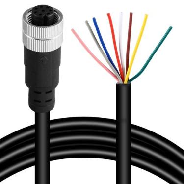 Imagem de Cabo de conector fêmea M12 de 8 pinos 2m à prova d'água IP67 60V 2A - 