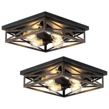 Imagem de Luminária DIKAIDA 13" Industrial Metal Cage Flush Mount