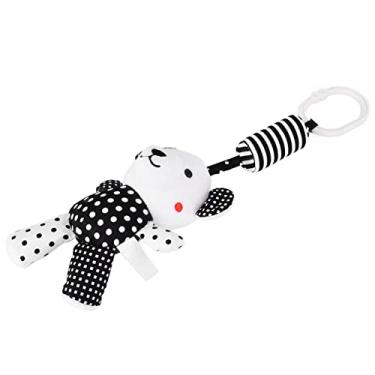 Imagem de ZJchao Brinquedos Pendurados para Academia de Bebês, Brinquedos para Assento de Carro Pendurados para Bebês para Brincar Tapete de Pano de Chocalho para Com Bordado Requintado para de 3 Meses ou Mais (Pingente de urso listrado preto e branco)