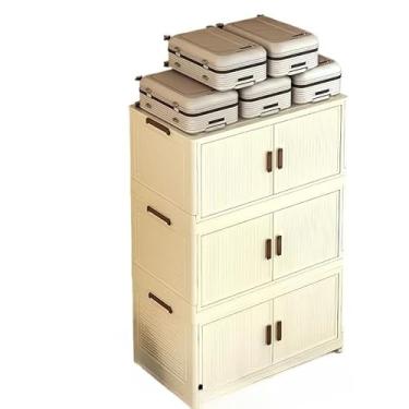 Imagem de Armário Dobrável com Rodinhas 40cm - Caixa Armazenamento Multiuso para Cozinha e Quarto | Gabinete com Rodízios e Porta Magnética(40cm(leitebranco 5camadas))